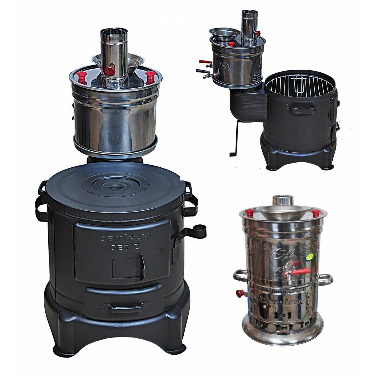 Demiray Küçük Topraksız Sobalı Mangal - Full Semaver Setli