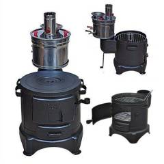 Demiray Küçük Topraksız Sobalı Mangal - Yarım Semaver Setli