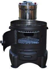 Demiray Küçük Topraksız Sobalı Mangal - Yarım Semaver Setli