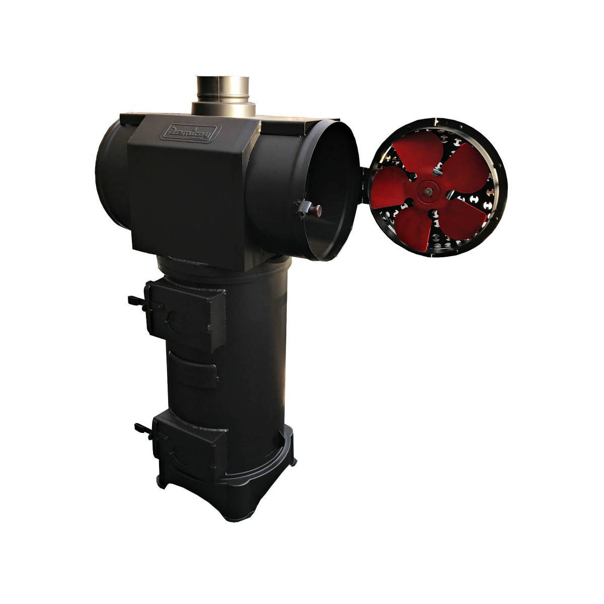 Demiray Büyük Fanlı Soba -Tuğlalı Ev İş Yeri Sobası - Mat Siyah Yanmaz Boyalı