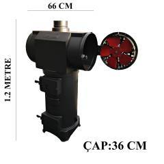 Demiray Büyük Fanlı Soba -Tuğlalı Ev İş Yeri Sobası - Mat Siyah Yanmaz Boyalı