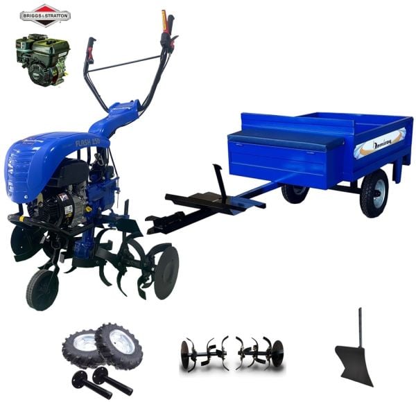 Flash 250 Briggs Stratton 7 HP Benzinli Çapa Makinesi- Makassız Römork