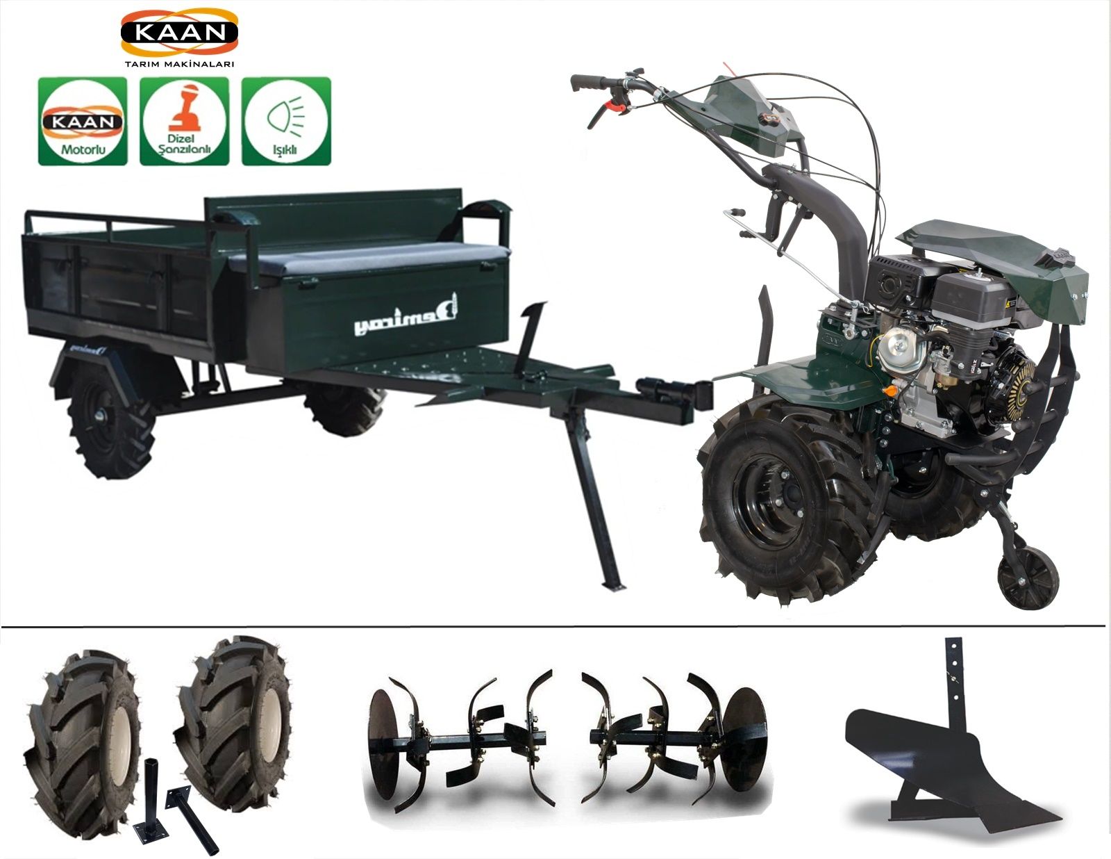 Kaan 36S DELUX 9 HP Benzinli Çapa Makinası- Demiray Makaslı Römork