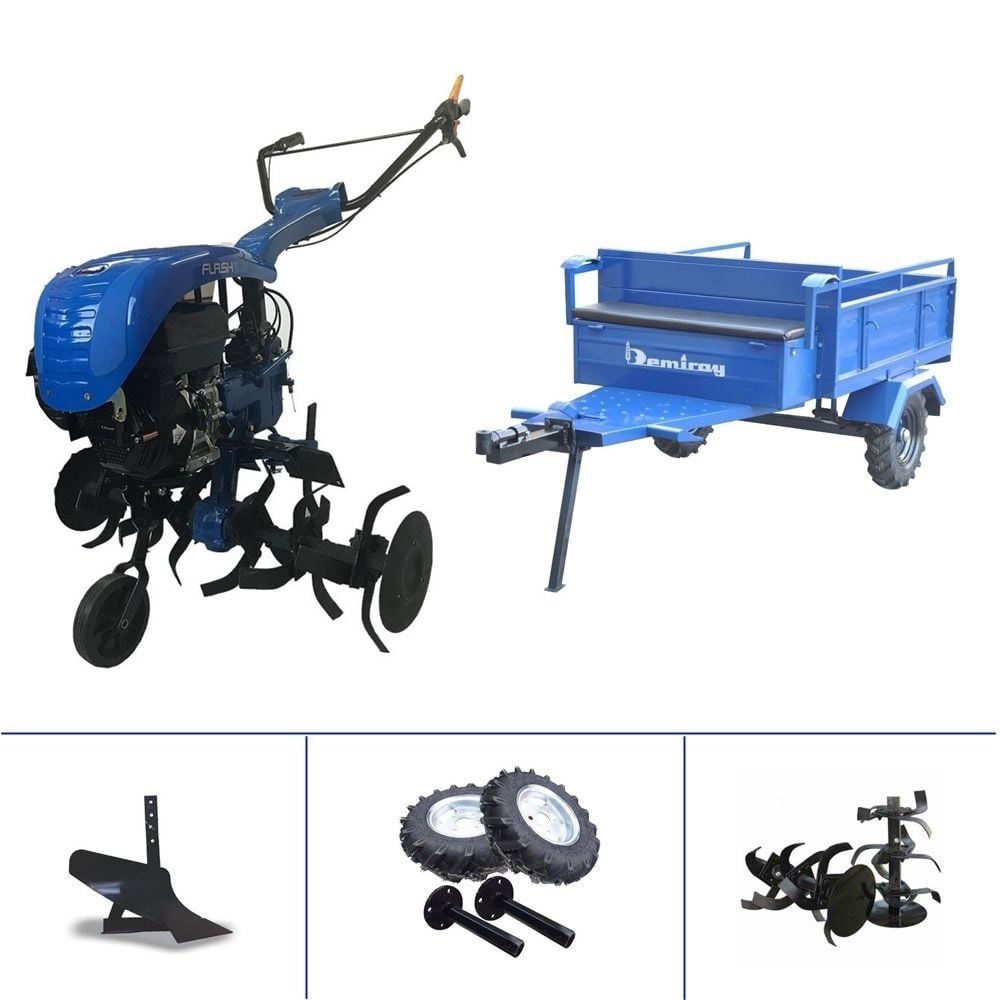 Flash 250 7Hp Benzinli 2+1 Şanzımanlı Çapa Makinası - Demiray Makaslı Römork