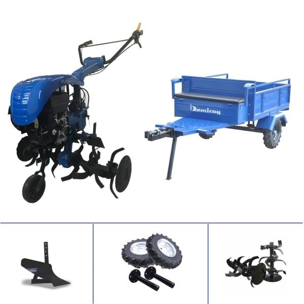 Flash 250 7Hp Benzinli 2+1 Şanzımanlı Çapa Makinası - Demiray Makaslı Römork