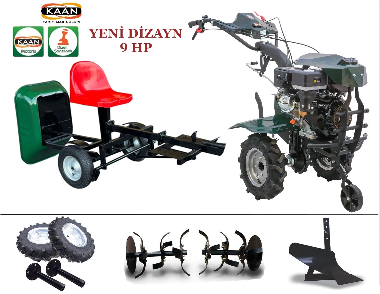 Kaan 36S 9 HP Benzinli 2+1 Vites Çapa Makinası - Demiray Taşıma Selesi- 2025 Yeni Dizayn