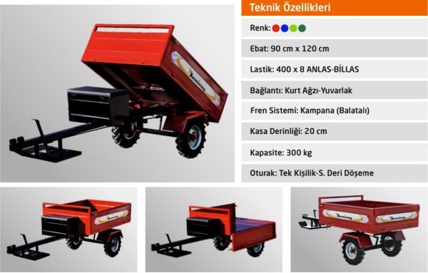Demiray Manuel Damperli Çapa Makinası Römorku - Benzinli Modellerle Uyumlu (Kırmızı)