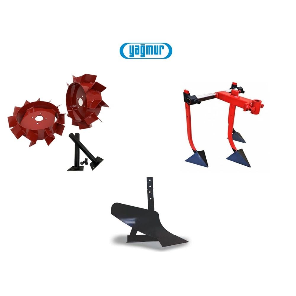 Yağmur Çapa Makinası Benzinli Modellere Uyumlu- Demir Teker Takımı- Kazayak - Pulluk