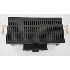 Siyah Emaye Çekmeceli Ahşap Saplı Kömürlü Mangal - 31 Cm X 63 Cm