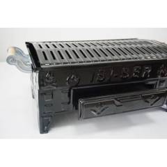 Siyah Emaye Çekmeceli Ahşap Saplı Kömürlü Mangal - 31 Cm X 53 Cm