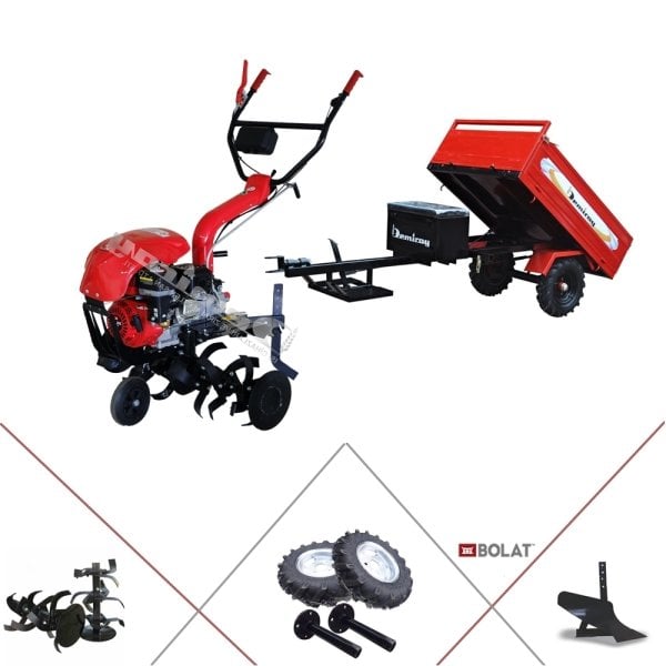 Bolat Atom 3+1 Benzinli 7 Hp Çapa Makinası - Demiray Manuel Damperli Römork Kampanyası