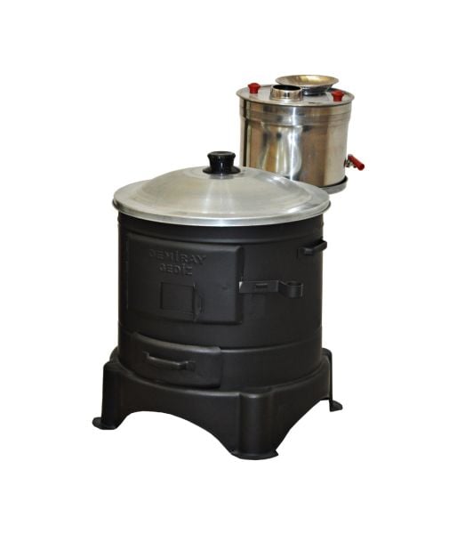 Demiray Büyük Soba Mangal Yarım Semaver Setli -Kavurma Tavası