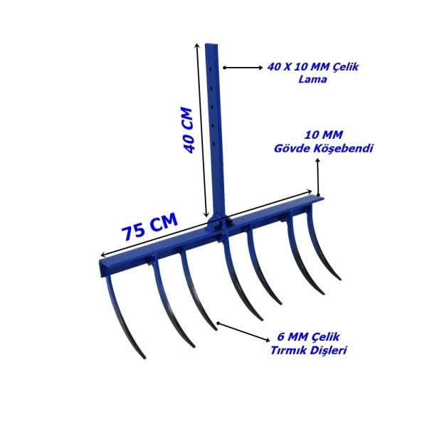 Demiray Çelik Dişli Çapa Makinası Tırmık Aparatı - 7 Dişli - Dizel Modellere Uyumlu
