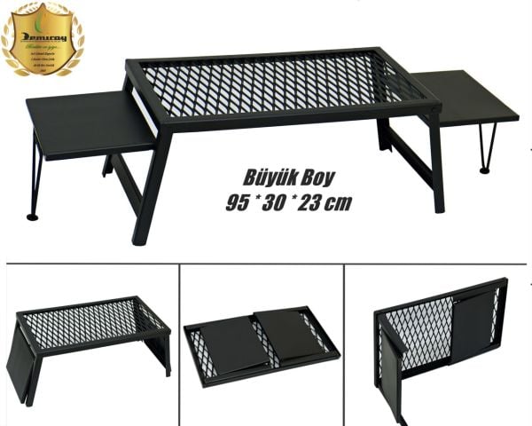 Demiray Büyük Boy Raflı Ateş Üstü Kamp Ocağı - Ateş Izgarası (Taşıma Çanta  Hediyeli)