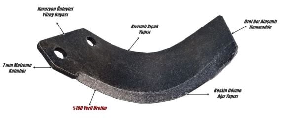 Demiray Çelik 7 MM 50 ADET Türkay - Hisarlar - Yüksan - Torunoğlu Uyumlu C Tip Rotovatör Bıçağı