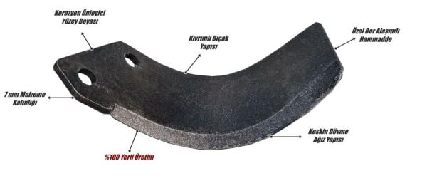 Demiray Çelik 7 MM 54 ADET Türkay - Hisarlar - Yüksan - Torunoğlu Uyumlu C Tip Rotovatör Bıçağı